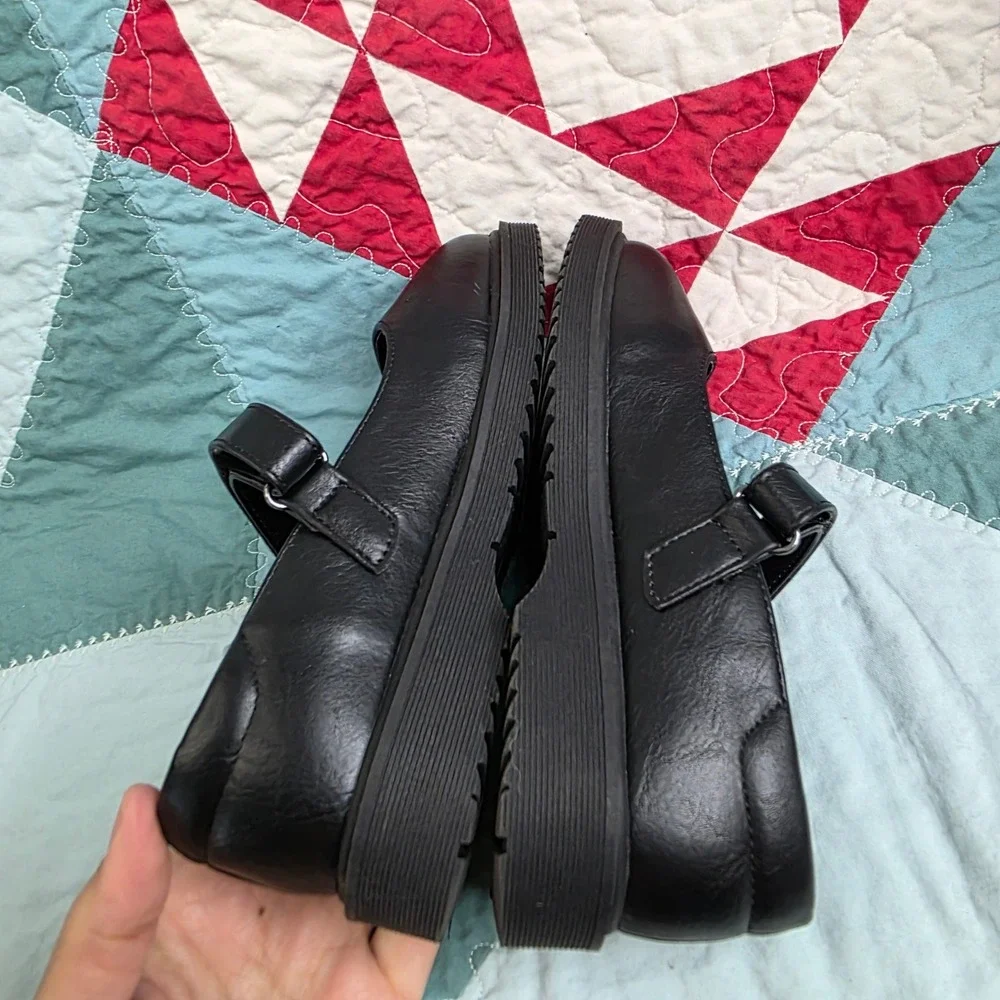 Nordstrom Kids NGGRACE-PU Black Faux Leather Mary Jane Shoes Size 1M EXCELLENT